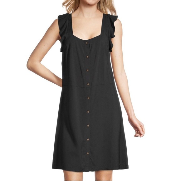 Black rip zone button up dress - Picture 1 of 10